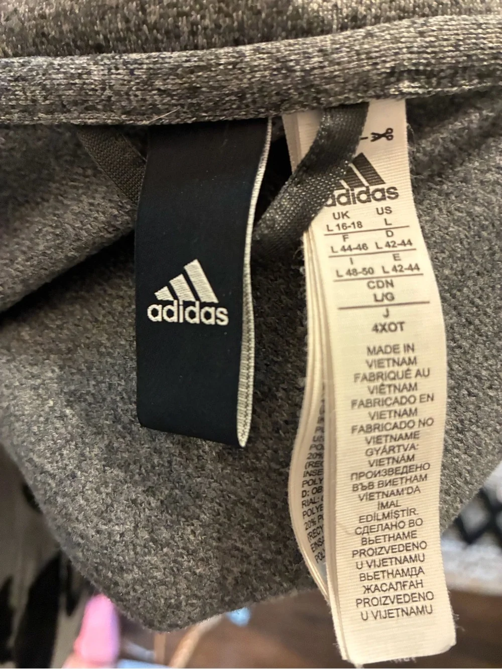 adidas Heather Gray Performance Full-Zip Jacket with Black Stripes